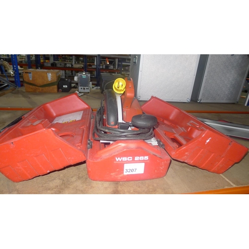 3207 - A Hilti circular saw type WSC 265, 110v with a plastic carry case and a Hilti WGS 1400-2 aluminum fe... 