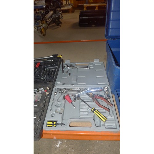 3281 - 4 various plastic tool boxes containing a quantity of various hand tools