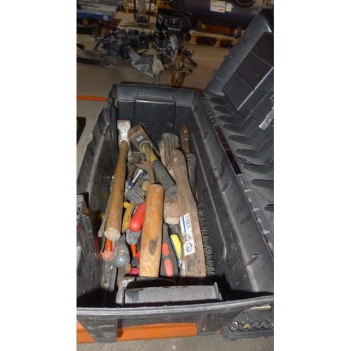 3281 - 4 various plastic tool boxes containing a quantity of various hand tools