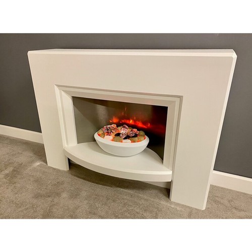 3341 - 1 Suncrest Stockeld white textured electric fire suite type STO1024-WP approx 110 cm wide x 82 cm hi... 