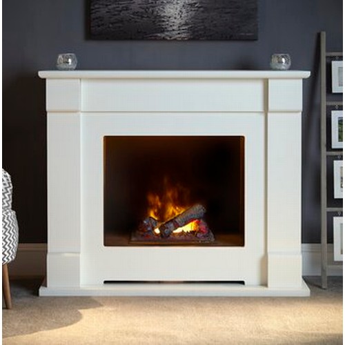 3342 - 1 Suncrest Lucera white textured electric fire suite (400 cassette) type LUC1024-WP approx 120 cm wi... 