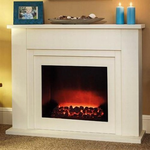 3344 - 1 Suncrest Bedale white textured electric fire suite approx 114cm wide x 96cm high, RRP £444 - Pleas... 