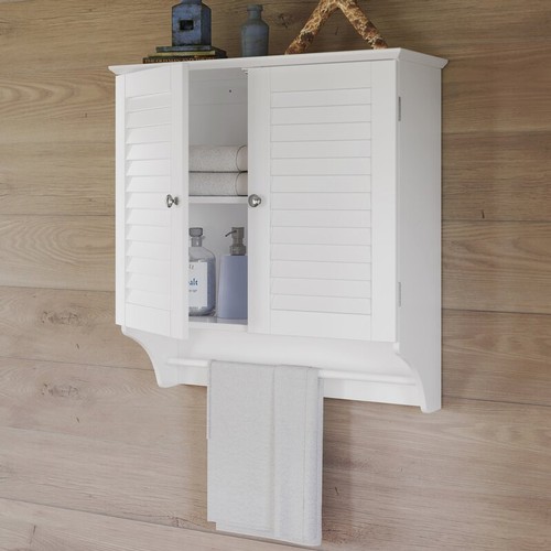 3414 - 1 Ellsworth two door over toilet space saver white cabinet approx 69 x 163 x  23cm when built - boxe... 