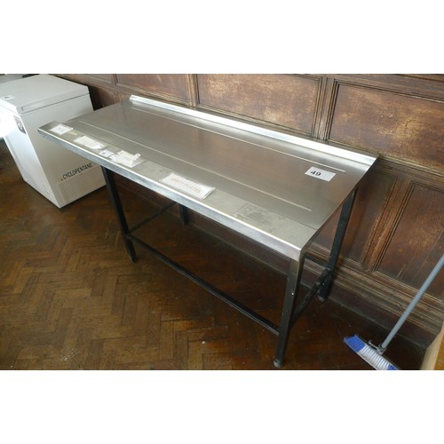 49 - A stainless steel dish washer feed table approx 158 x 67cm