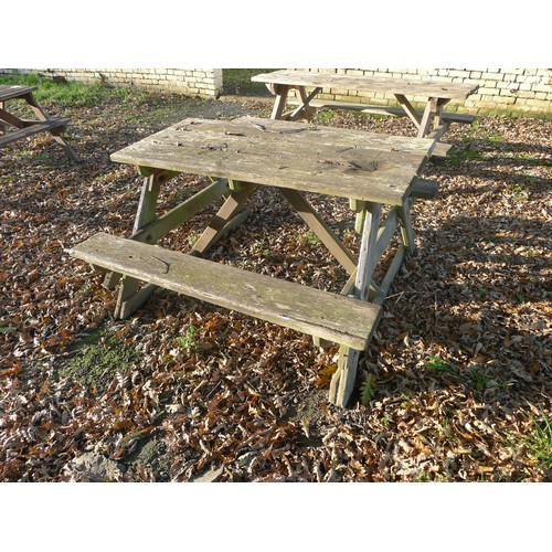 59 - 5 various wooden picnic tables