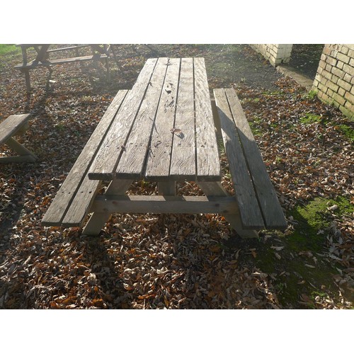 59 - 5 various wooden picnic tables