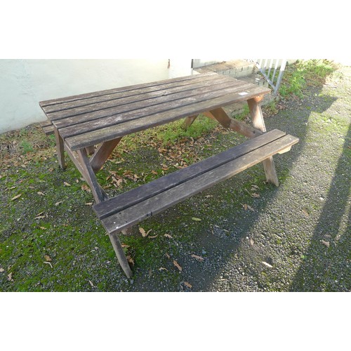 59 - 5 various wooden picnic tables