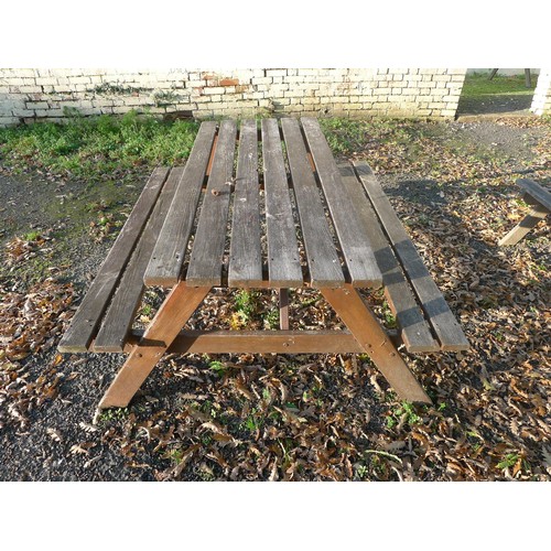 59 - 5 various wooden picnic tables