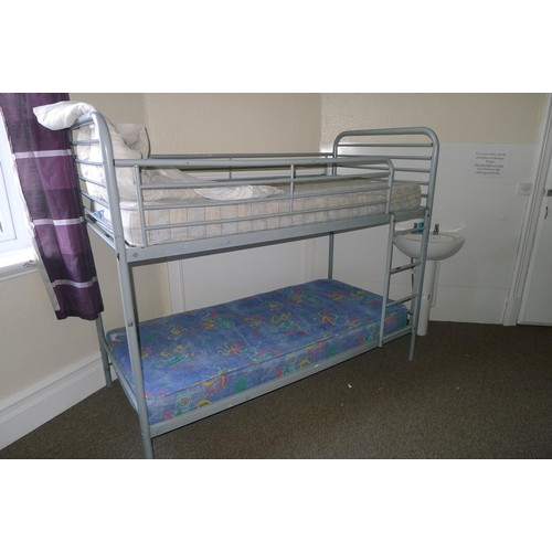 71 - The contents of a student dormitory Room 6 comprising of 8 bunk beds and 3 bays of Dexion type racki... 