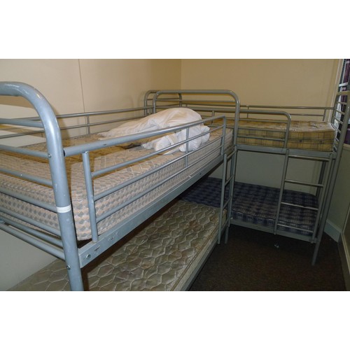 72 - The contents of a student dormitory  Room 5 comprising of 14 bunk beds and 4 bays of Dexion type rac... 