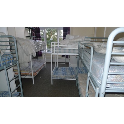 72 - The contents of a student dormitory  Room 5 comprising of 14 bunk beds and 4 bays of Dexion type rac... 