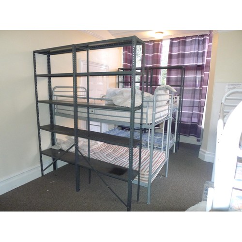 73 - The contents of a student dormitory Room 4 comprising of 8 bunk beds and 5 bays of Dexion type racki... 