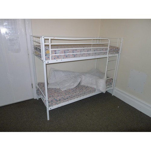 73 - The contents of a student dormitory Room 4 comprising of 8 bunk beds and 5 bays of Dexion type racki... 