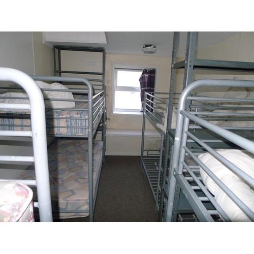 74 - The contents of a student dormitory Room 7A comprising of 14 bunk beds and 5 bays of Dexion type rac... 