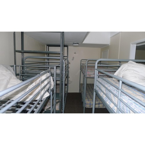 74 - The contents of a student dormitory Room 7A comprising of 14 bunk beds and 5 bays of Dexion type rac... 