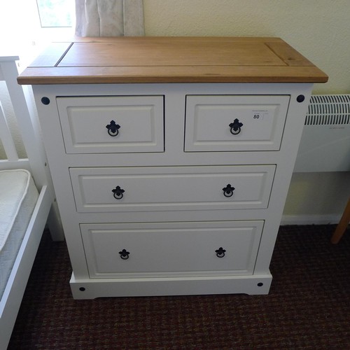 80 - 2 white painted single beds, a white painted chest of drawers and 1 chair - Situated in teacher flat... 