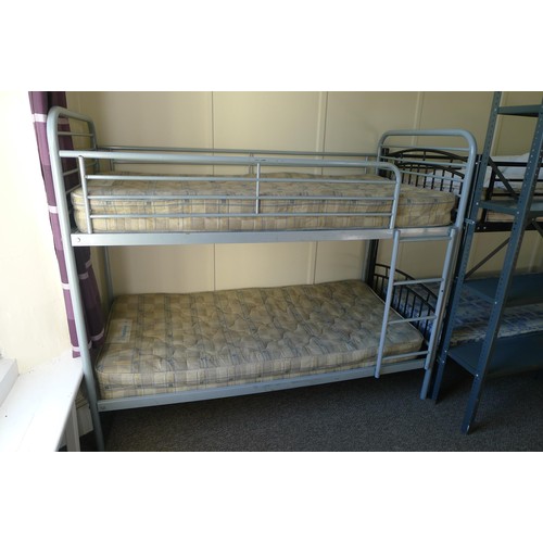 82 - The contents of a student dormitory Room 2 comprising of 6 bunk beds and 5 bays of Dexion type racki... 