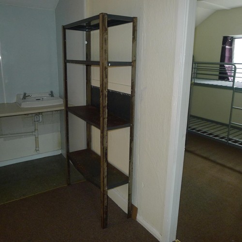 86 - The contents of student dormitory comprising of 9 bunk beds and 5 bays of Dexion type racking - Situ... 