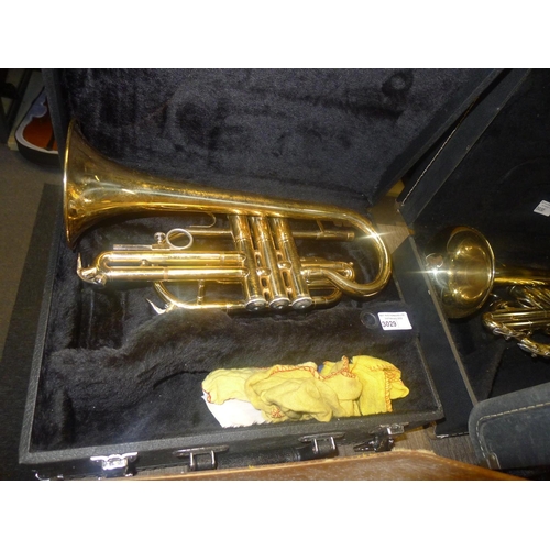 3029 - A brass cornet with carry case by Elkhart