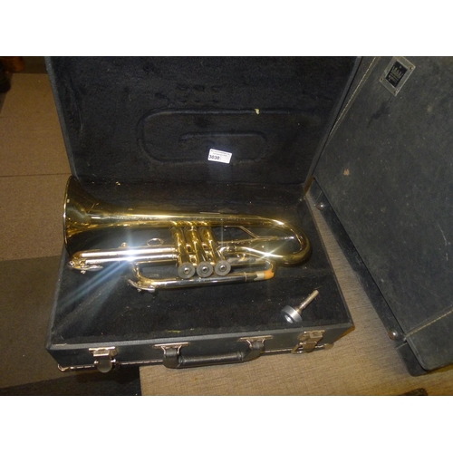 3030 - A brass cornet with carry case by Blessing