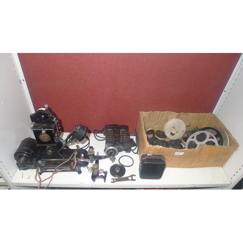 3103 - A vintage Pathe baby 9.5 mm film projector, a vintage Pathe scope 9.5 mm cine camera and various ree... 