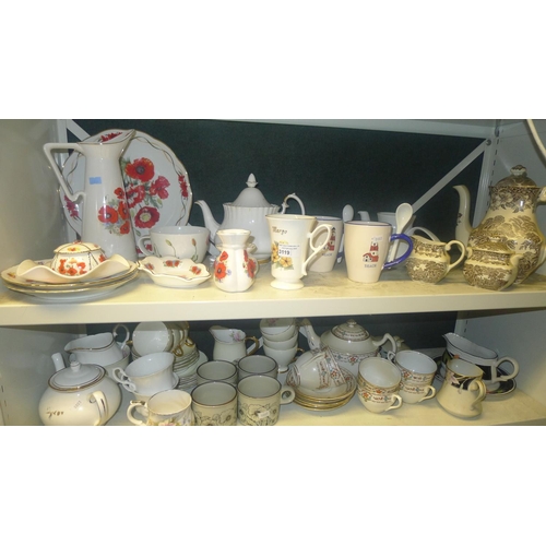 3119 - Quantity of miscellaneous decorative teaware (two shelves)