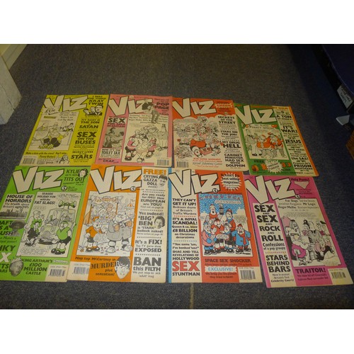 3165 - A quantity of various vintage Viz magazines from 1989 - 2000. Approx 48 copies, (one shelf)