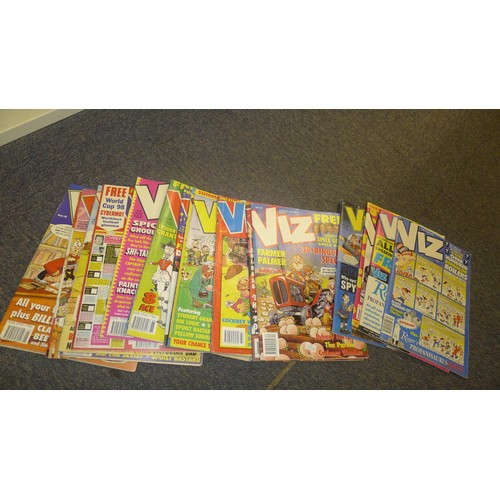 3165 - A quantity of various vintage Viz magazines from 1989 - 2000. Approx 48 copies, (one shelf)