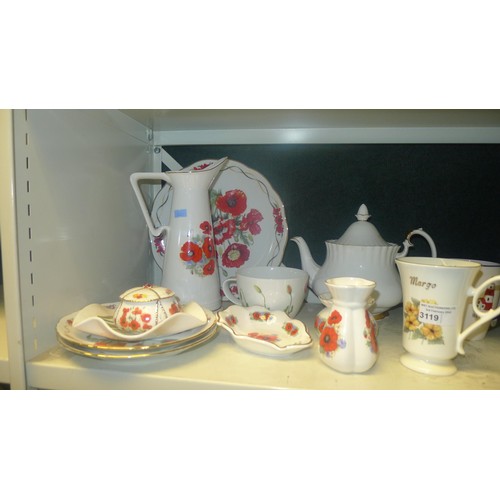 3119 - Quantity of miscellaneous decorative teaware (two shelves)