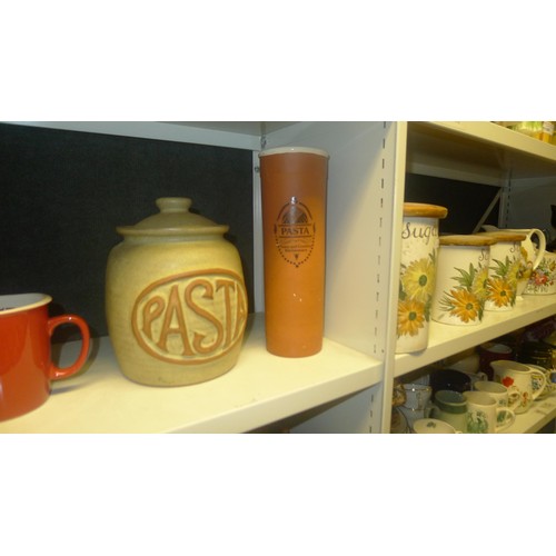 3159 - A large quantity of miscellaneous decorative pottery china and glassware etc (5 shelves)