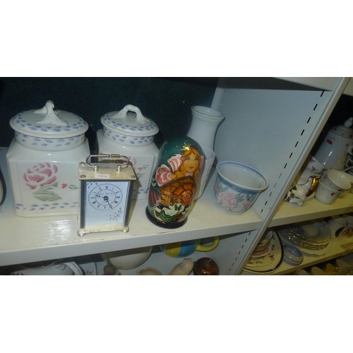 3159 - A large quantity of miscellaneous decorative pottery china and glassware etc (5 shelves)