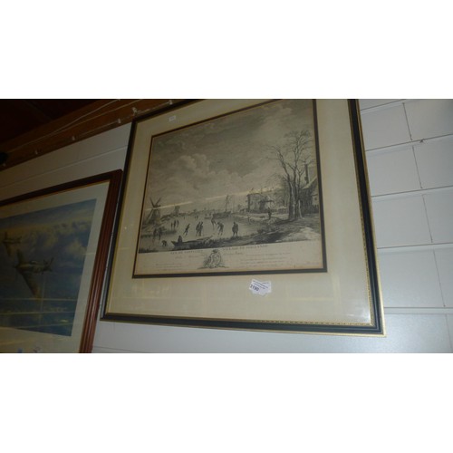 3190 - A framed print of a Dutch Village scene