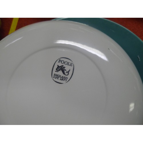 3303 - Quantity of plain blue Poole Pottery dinnerware