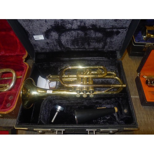 3033 - A brass cornet with carry case by Holton