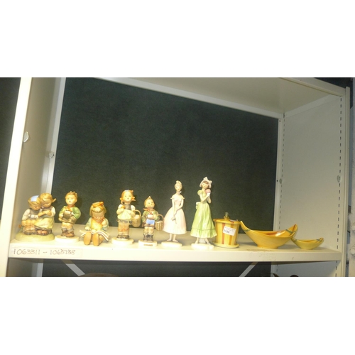 3156 - Small quantity of miscellaneous Hummel figures and other small ornaments (one shelf)