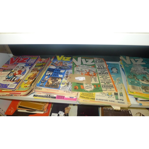 3165 - A quantity of various vintage Viz magazines from 1989 - 2000. Approx 48 copies, (one shelf)