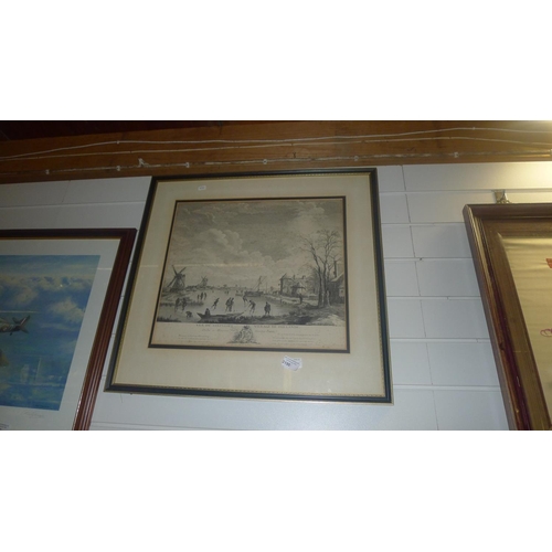 3190 - A framed print of a Dutch Village scene