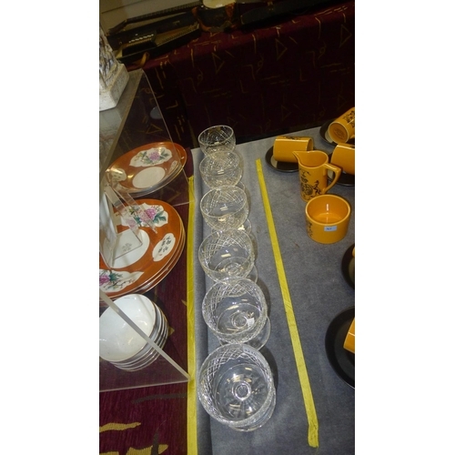 3210 - A set of 6 cut glass sundae dishes