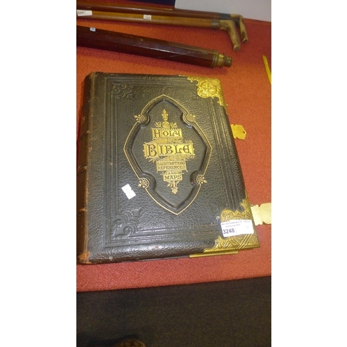 3248 - A Victorian leather bound and brass mounted Holy Bible, by The Rev. John Eadie, Illustrated version ... 