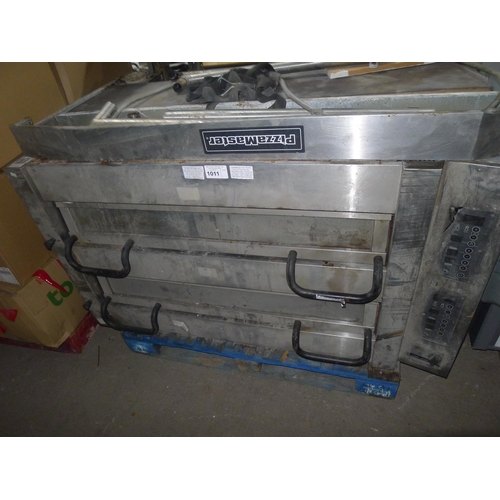 1011 - A commercial stainless steel twin drawer pizza oven by Pizza Master - 3ph trade
