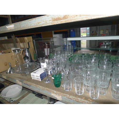 1034 - A quantity of various catering related items including mugs, drinking glasses, coffee pots, a cake s... 