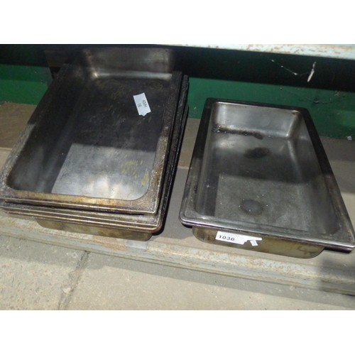 1036 - A quantity of stainless steel gastronorm trays/chaffing dishes