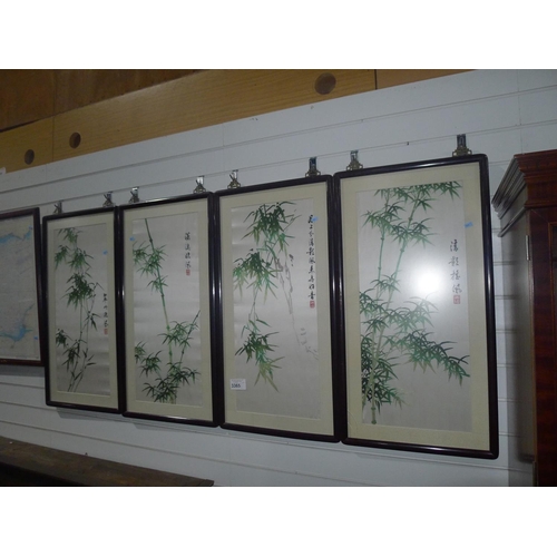 3365 - 4 framed silk embroideries