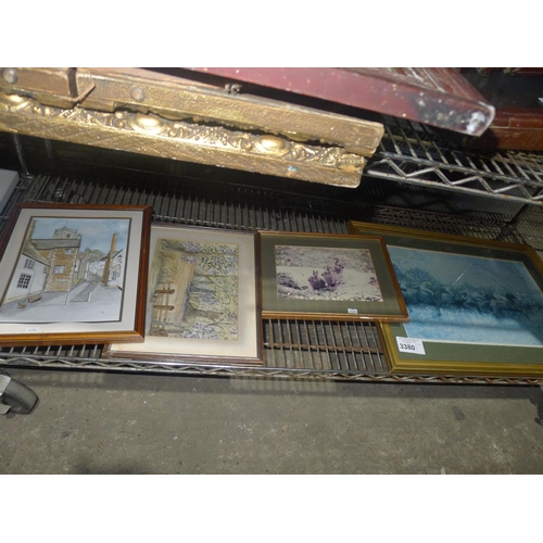 3380 - A quantity of miscellaneous pictures and frames (1 shelf)