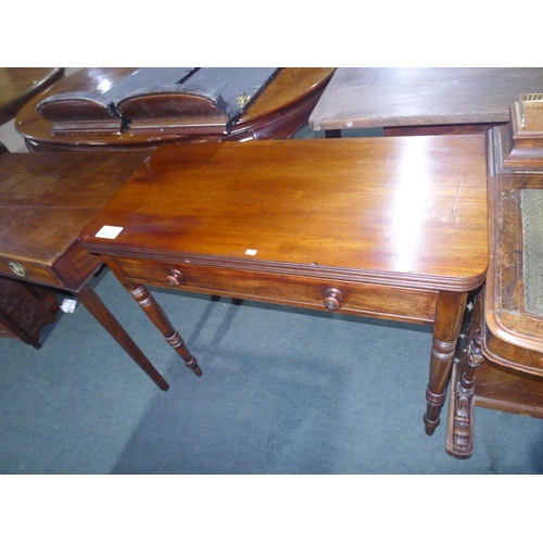 3432 - A 19th Century Mahogany fold over tea table with one drawer approx 92cm wide