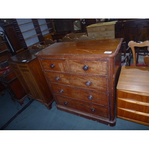 3438 - A Victorian Mahogany chest of two short and three long drawers approx 107cm wide