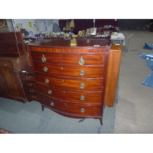 3446 - A Victorian Mahogany bow front chest of two short and four long drawers approx 115 cm wide and 126cm... 