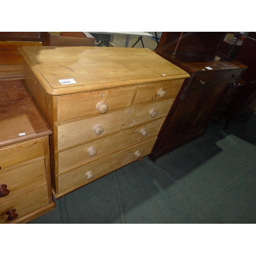 3449 - A pine chest of two short and three long drawers approx 96cm wide and 95cm high