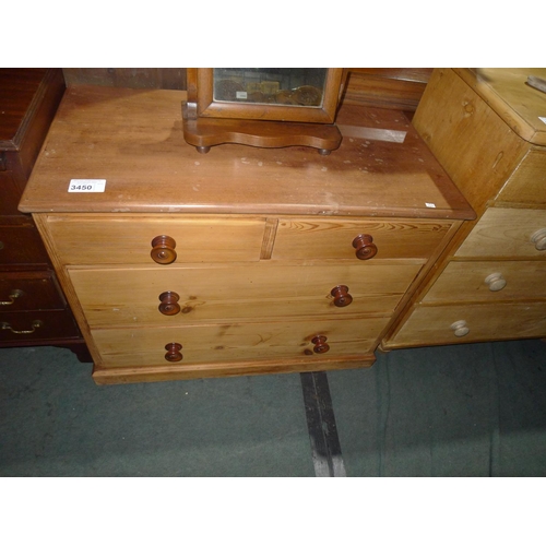 3450 - A pine chest of two short and two long drawers approx 95cm wide and 75cm high