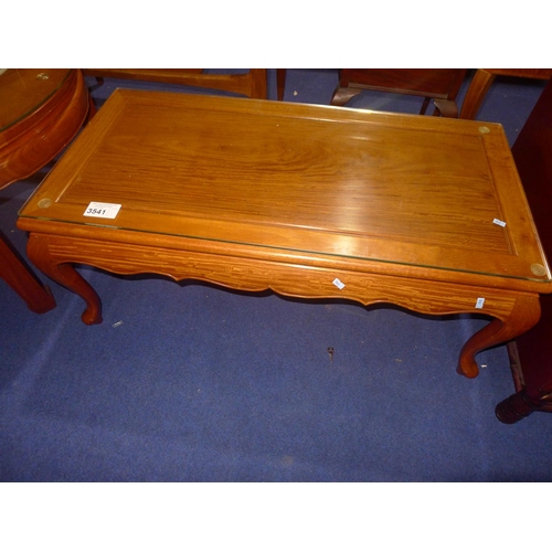 3541 - A rectangular topped oriental hardwood coffee table approximately 102 cm wide